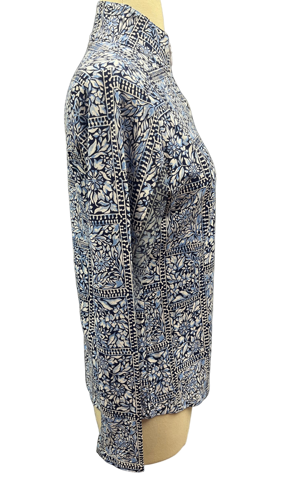 IBKUL Long Sleeve Mock Neck Top - Blue Floral- Small - Skorzie