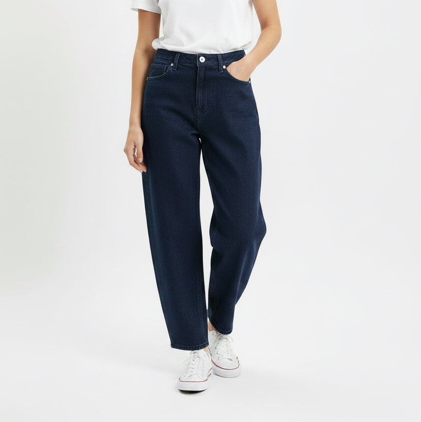 Good American Good Legs Barrel Jeans (27.5") - Deep Indigo - Size 4/27 - Skorzie