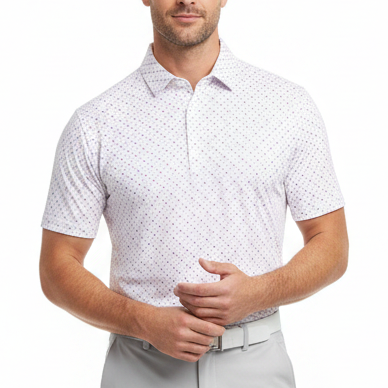 Straight Down Men's Golf Polo Casino Flag Red Size L