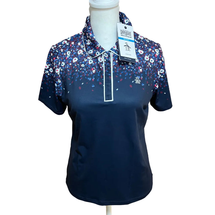Penguin SS Zen Floral Polo - Black Iris - Small - Skorzie