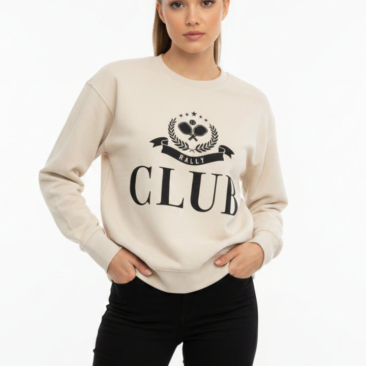 Rally Club Women's Sweatshirt "Rally Club" Logo Oatmeal