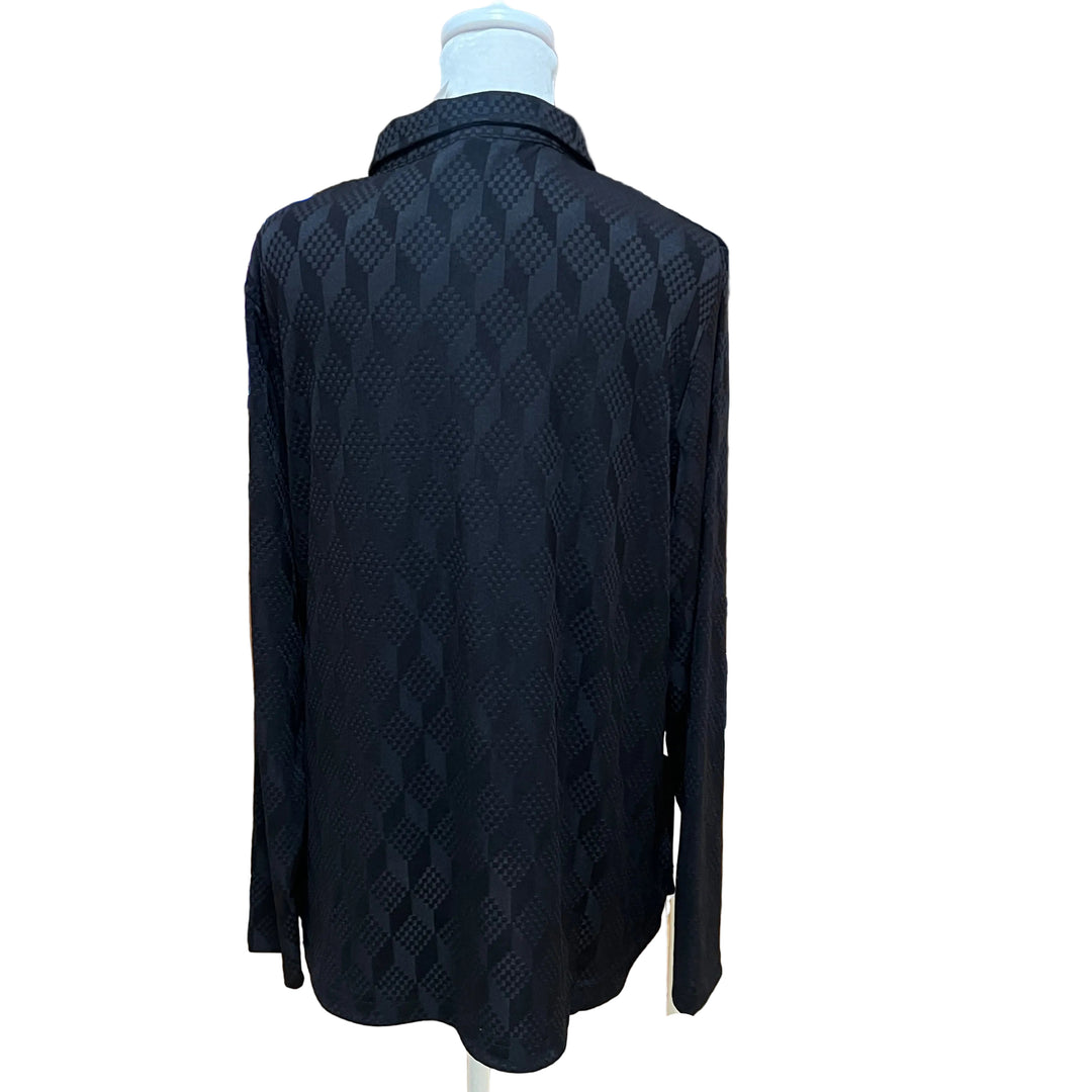 Daily Sports Jacquard LS Polo (w/ logo) - Black - Skorzie