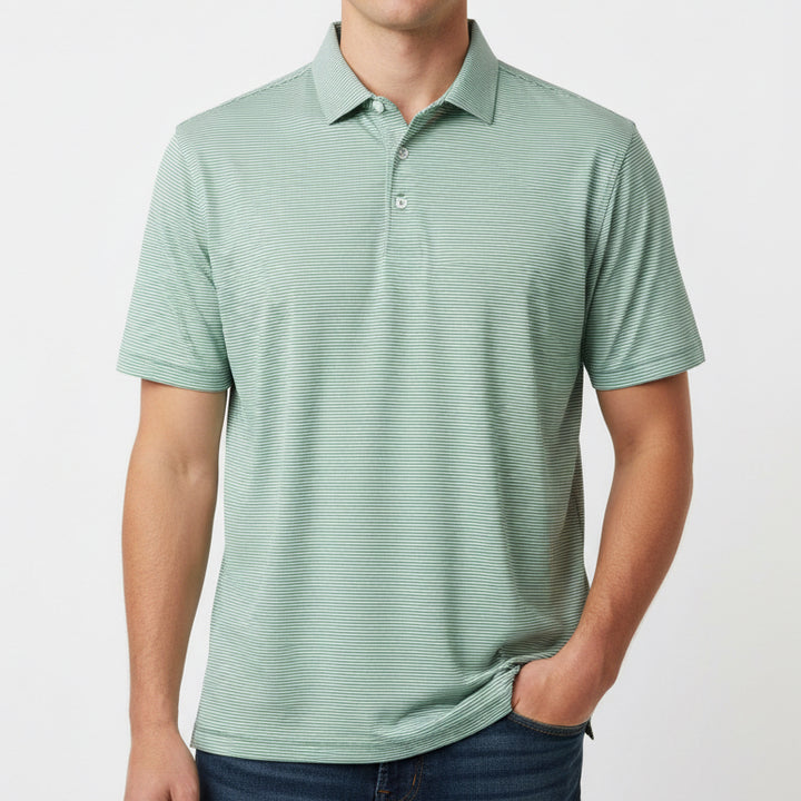 Straight Down Men's Golf Polo Peninsula Stripe Celery Size L