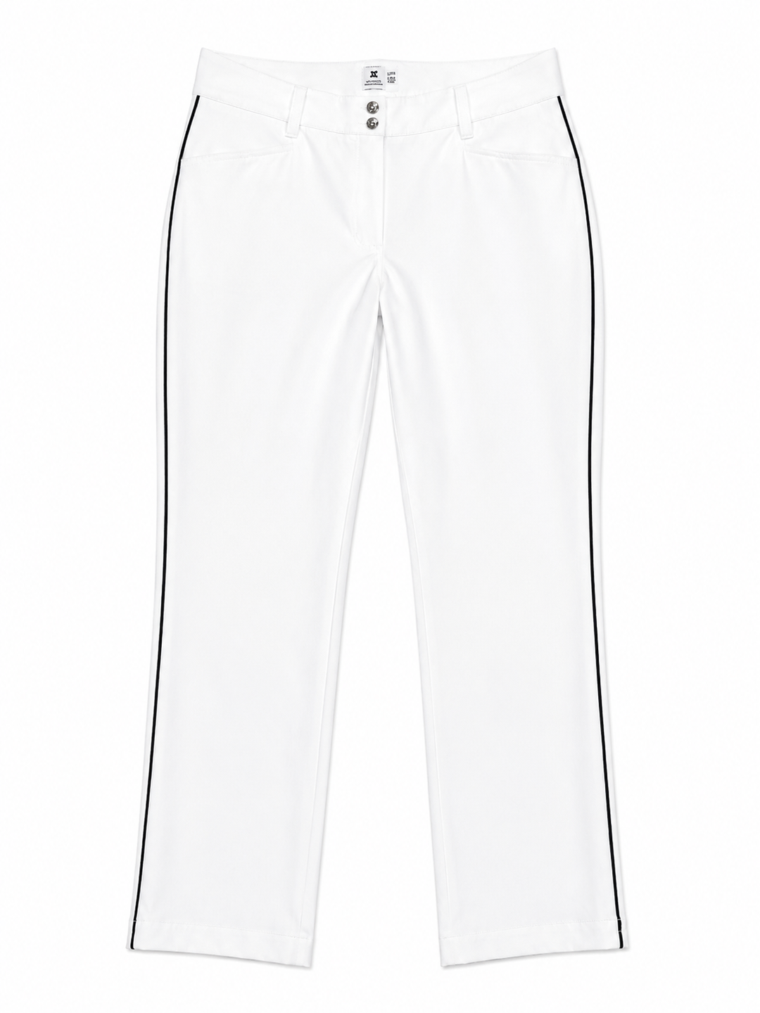 Daily Sports Glam High Water Ankle Pant - White with Black Piping