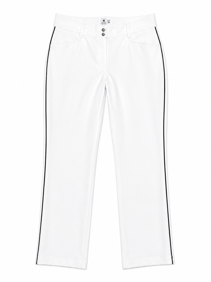 Daily Sports Glam High Water Ankle Pant - White with Black Piping