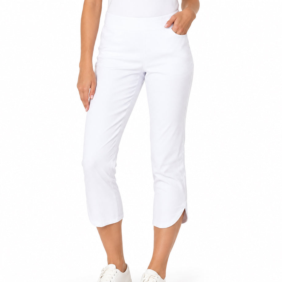 Slimsation Women's Golf Pants Dolphin Hem Crop 25" White Size 8