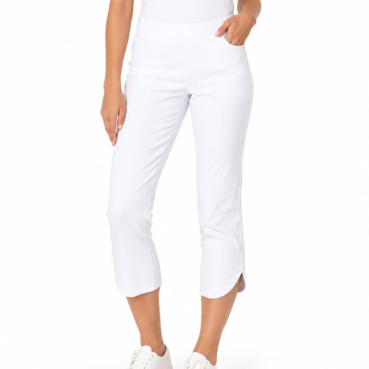 Slimsation Women's Golf Pants Dolphin Hem Crop 25" White Size 8