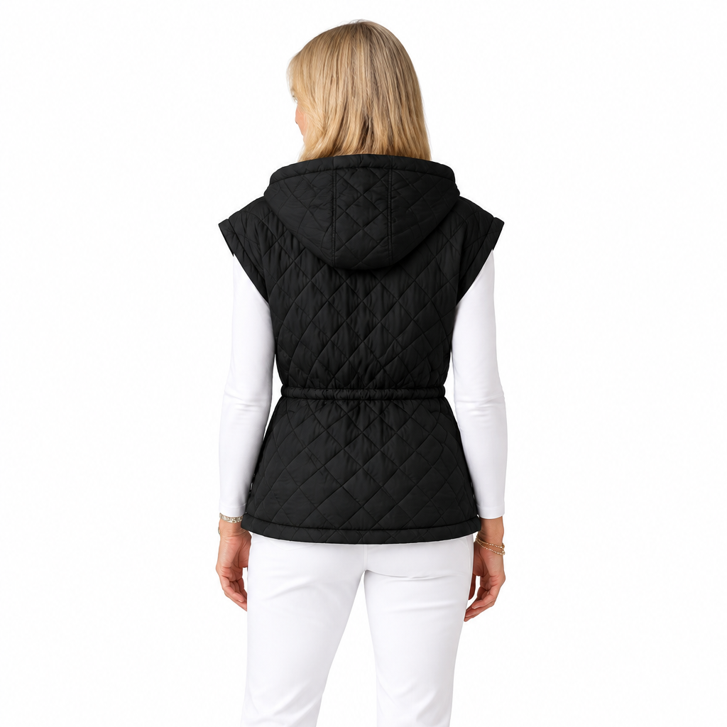 J. Society Women's Hooded Vest Nylon Quilted Black Size S