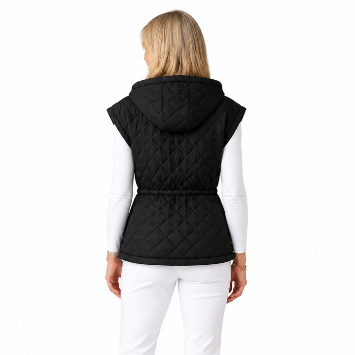 J. Society Women's Hooded Vest Nylon Quilted Black Size S
