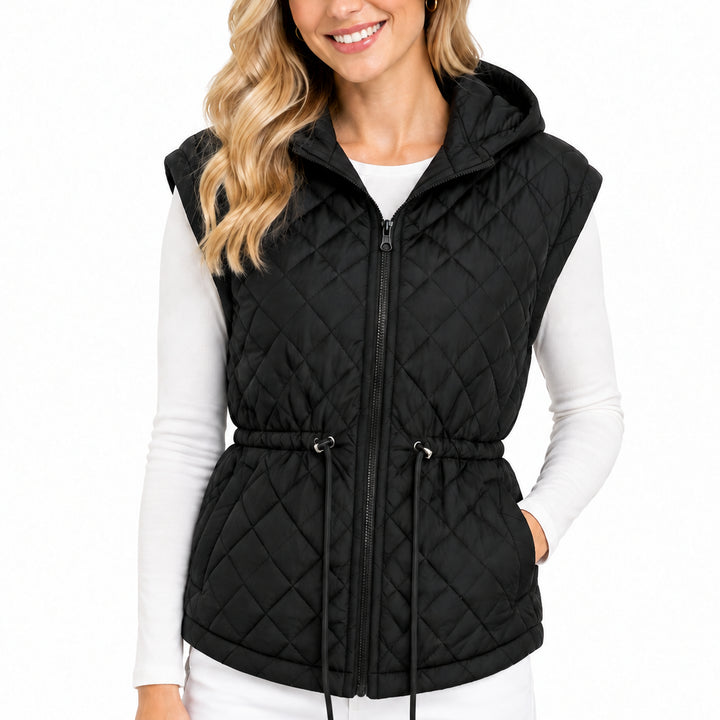 J. Society Women's Hooded Vest Nylon Quilted Black Size S
