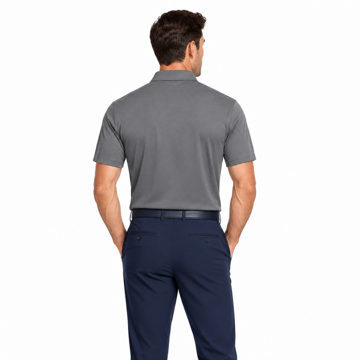 Collars & Co. Men's Polo Performance Fabric Semi-Spread Collar Grey Size M