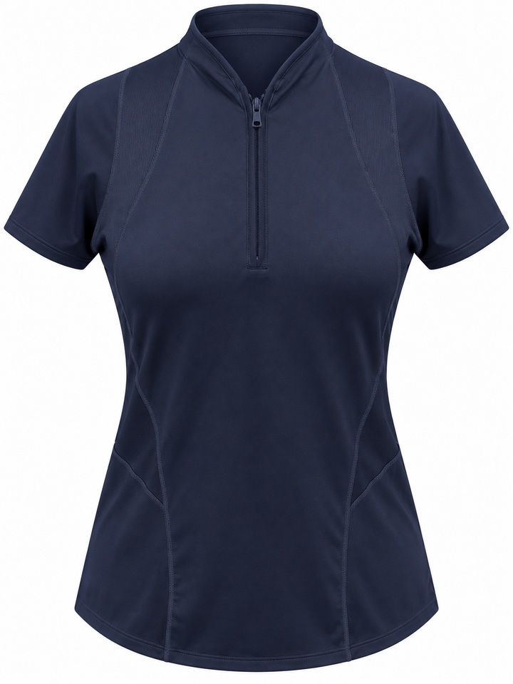 Lucky In Love Win the Day Short Sleeve Zip Top - Midnight