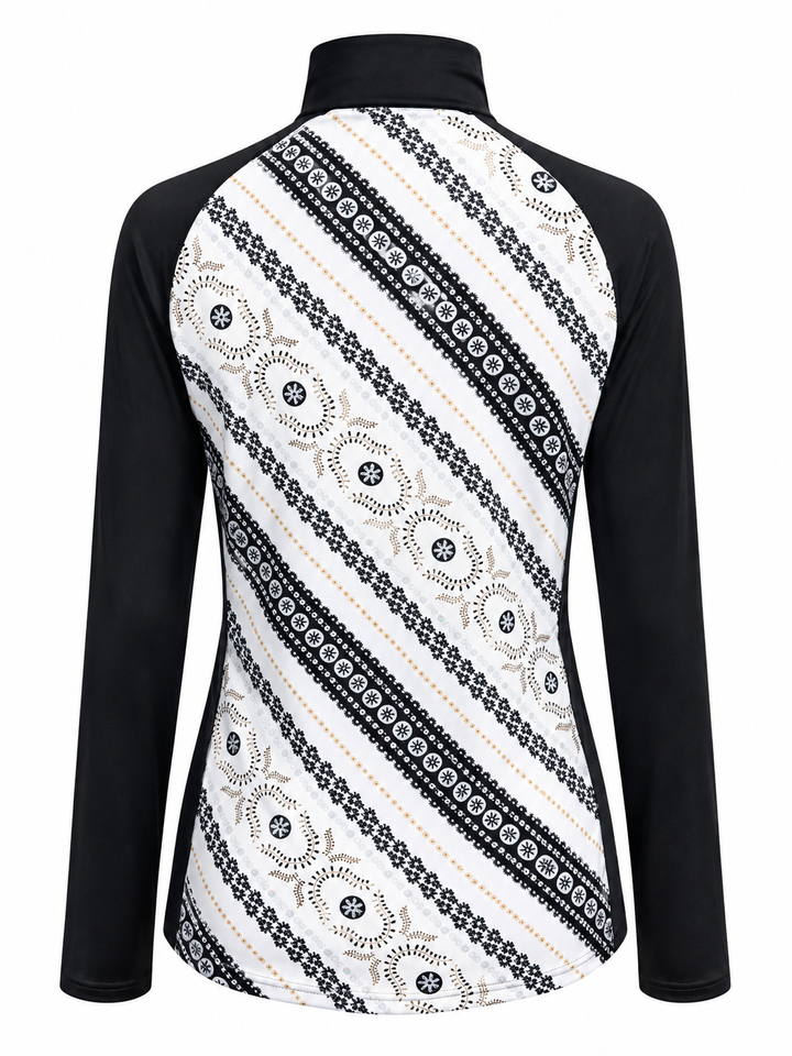 SanSoleil SolCool Long Sleeve Zip Mock - Destiny Black