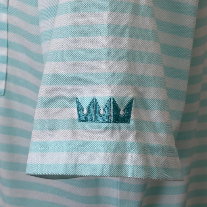 Turtleson Cole Cotton Stripe Performance Polo (w/logo) - Wave - Skorzie