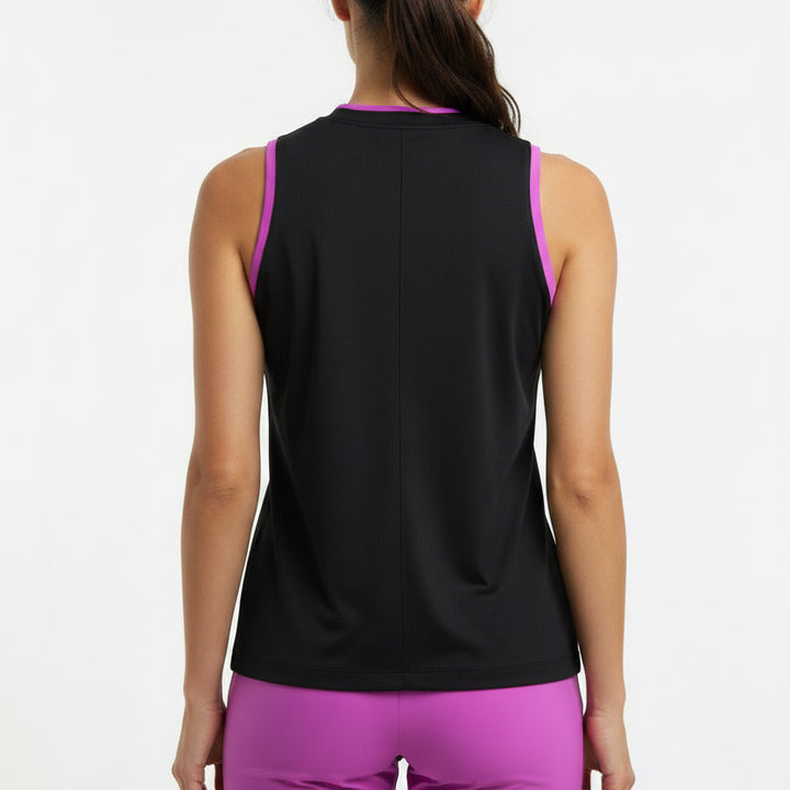 EPNY Women's Golf Polo Sleeveless Black/Fuchsia Size L