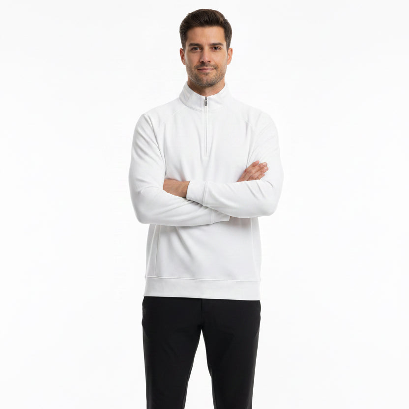 G/FORE Men's Golf Pullover Brushed Back Terry 1/4 Zip Snow Size M