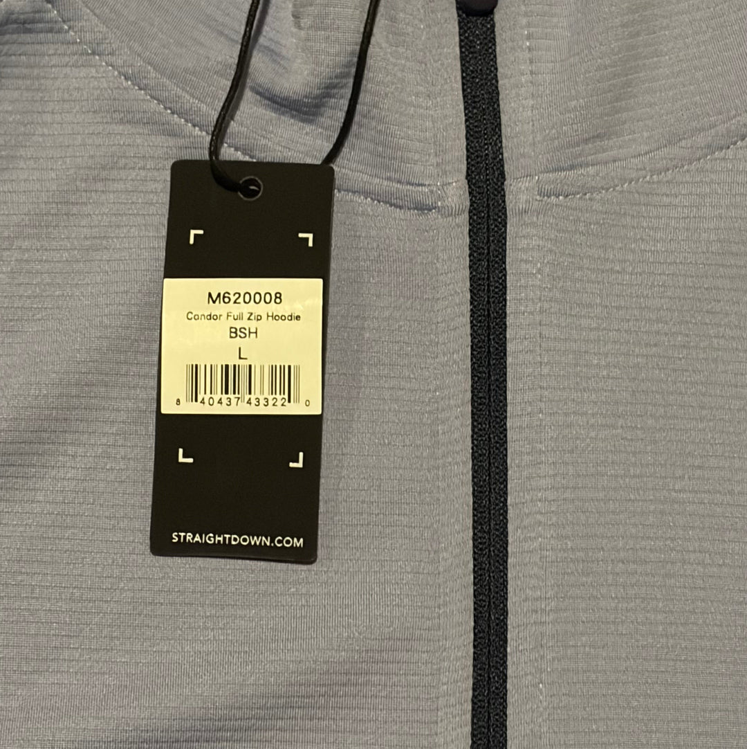 Straight Down Men's Golf Hoodie Condor Full Zip Blue Shade Size L