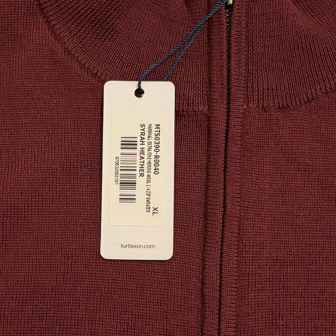 Turtleson Men's Quarter Zip Sweater Marshall (w/ logo) Syrah Heather Size XL