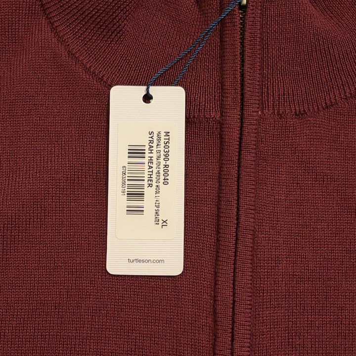 Turtleson Men's Quarter Zip Sweater Marshall (w/ logo) Syrah Heather Size XL