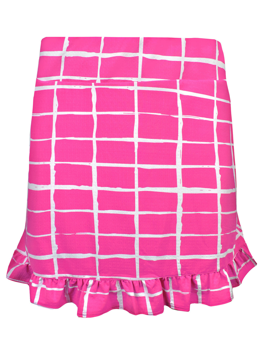 IBKUL Womens Carly Cordova Ruffle Trim Skort 16" - Hot Pink/White