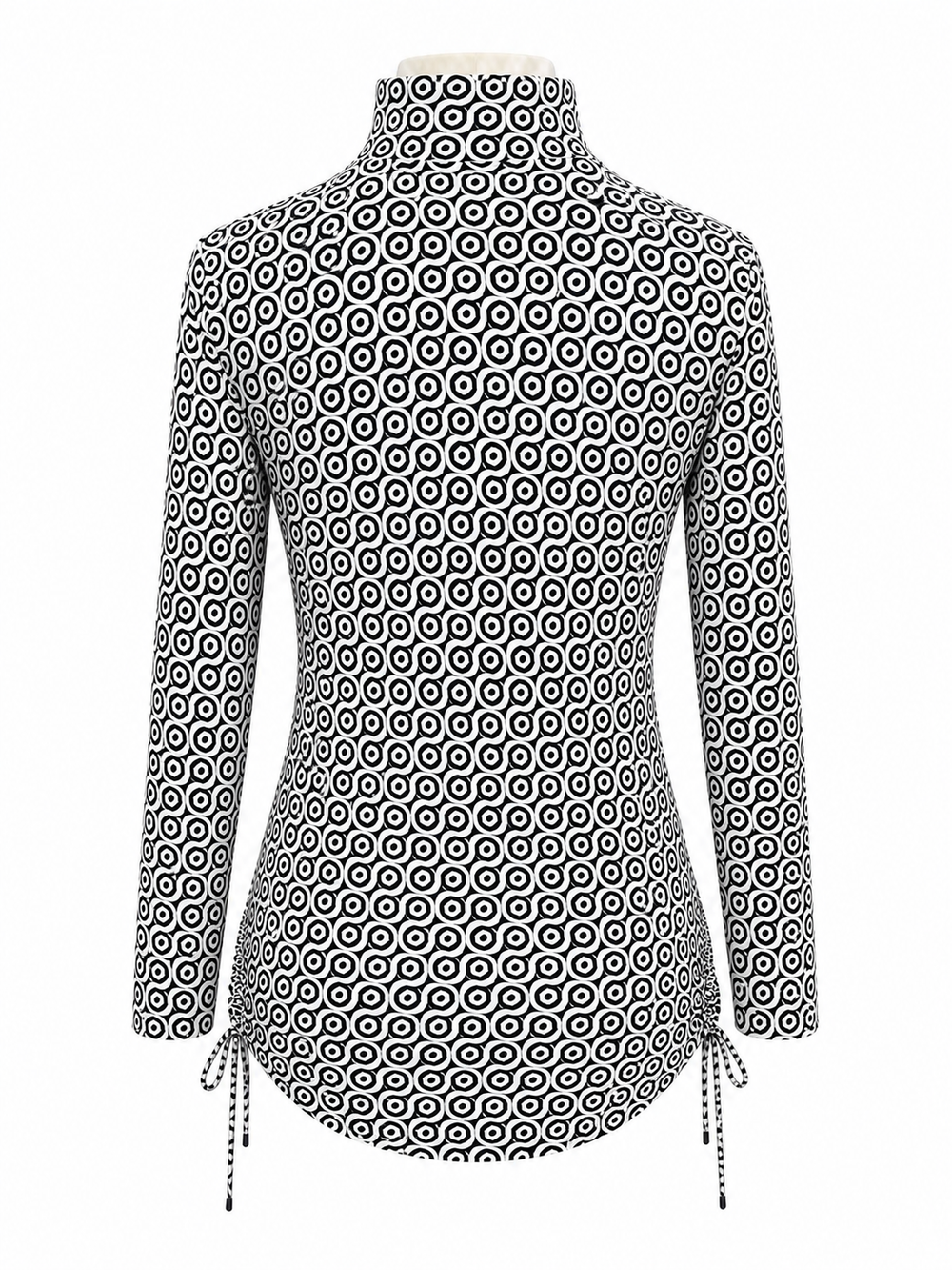 IBKUL Long Sleeve Modern Swirls Drawstring Dress - Black/White - Small - Skorzie