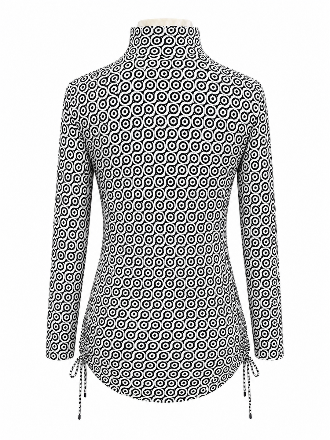 IBKUL Long Sleeve Modern Swirls Drawstring Dress - Black/White - Small - Skorzie
