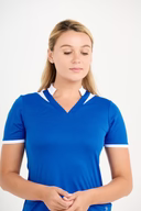 Sofibella Short Sleeve V-neck Golf Top - Ocean/White