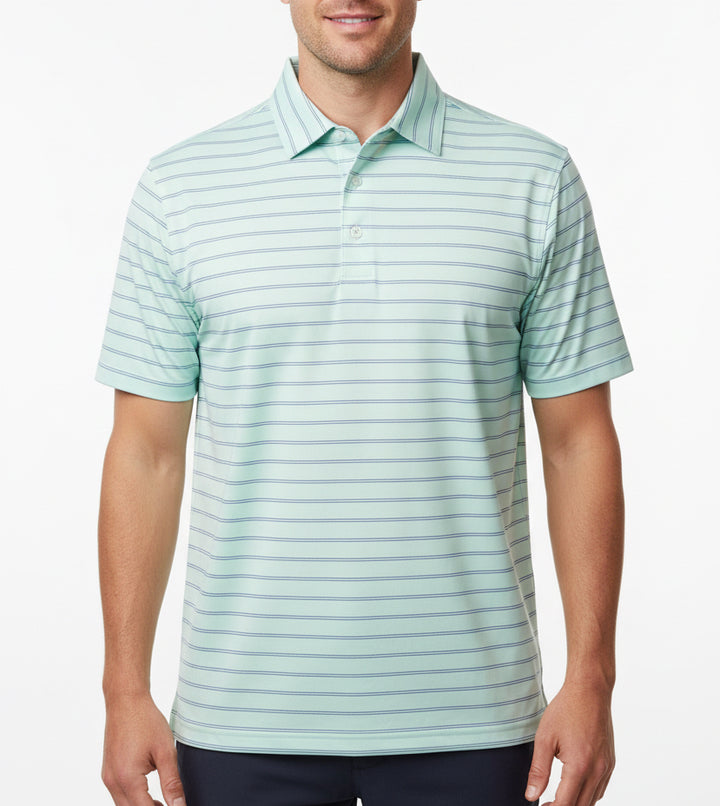 Straight Down Men's Golf Polo Quintero Stripe Mint Size L