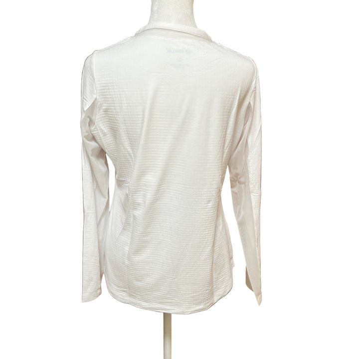 IBKUL Long Sleeve Crew with Mesh Collar - White