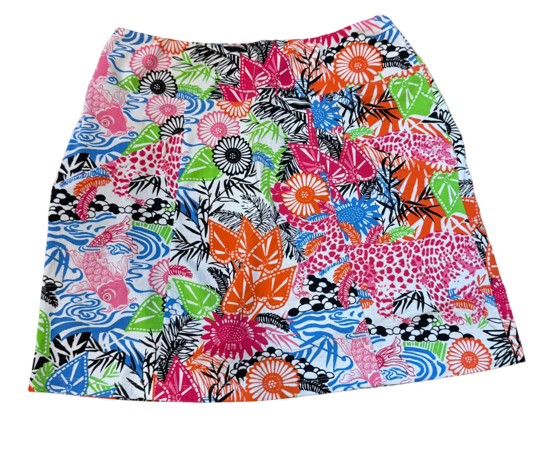 IBKUL Bamboo Garden Print Skort (18") - Multi