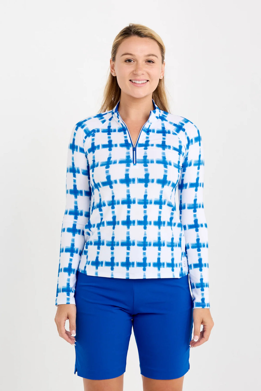Sofibella Raglan Long Sleeve Pullover - Brushed Check