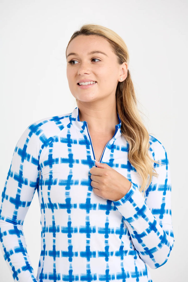 Sofibella Raglan Long Sleeve Pullover - Brushed Check