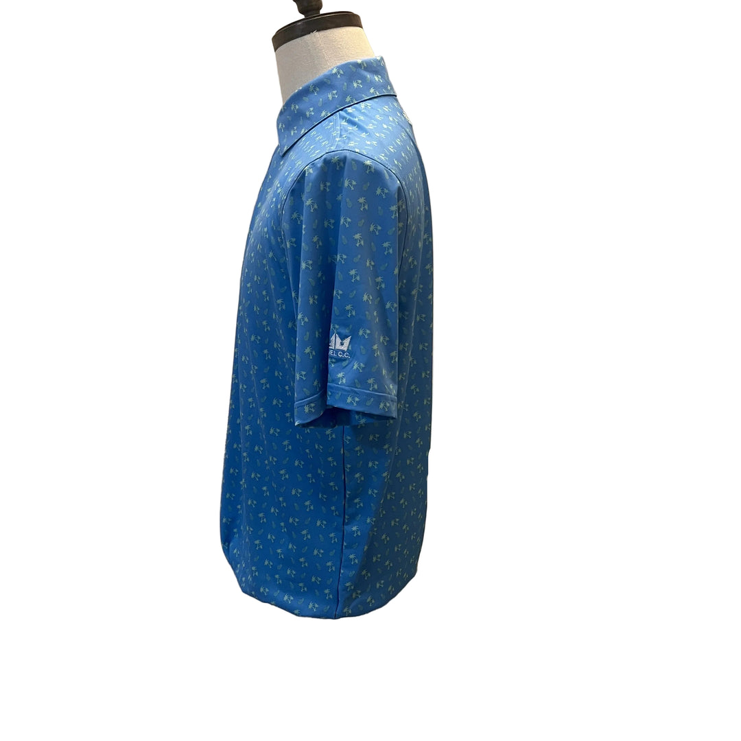 Straight Down Palm Coconut Polo (w/ logo) - Blue - Small - Skorzie