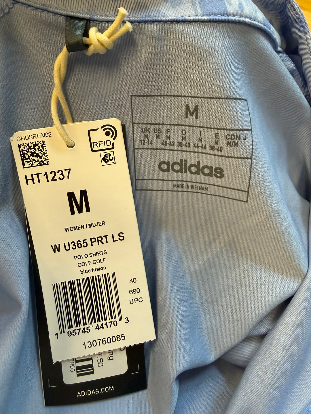 Adidas Patterned Quarter Zip Mock (w/ logo) - Blue - Medium