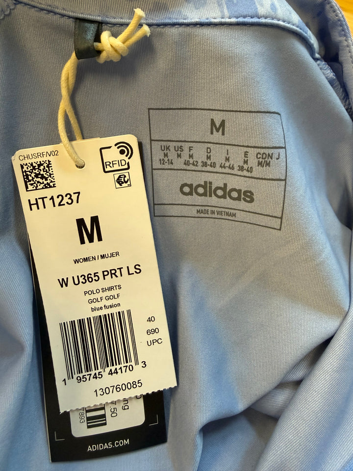 Adidas Patterned Quarter Zip Mock (w/ logo) - Blue - Medium