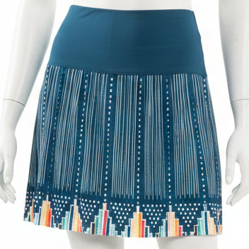 Lucky In Love Womens Pleated Borderline Skort (18') - Indigo Blue/Multi