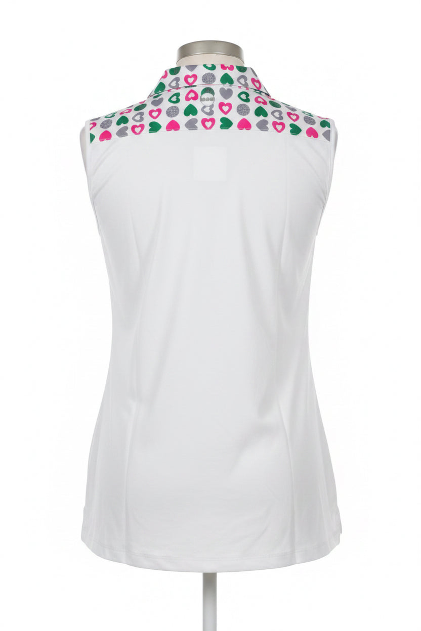 Swing Control Sleeveless Velocity Top - White/Green Hearts - Small - Skorzie