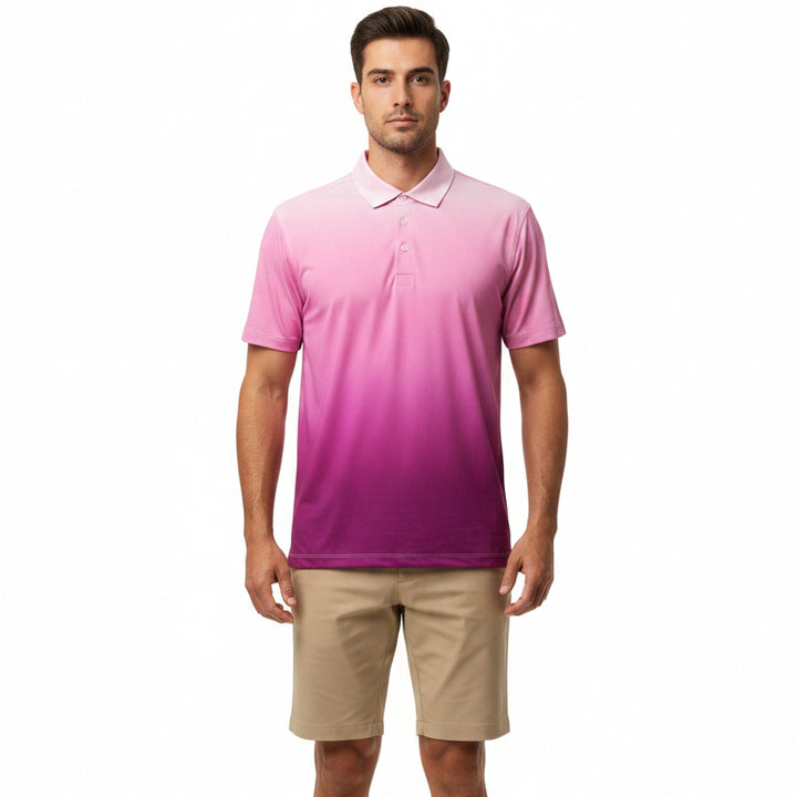 G/FORE Men's Polo Gradient Tech Jersey Blush/Dark Plum Size M