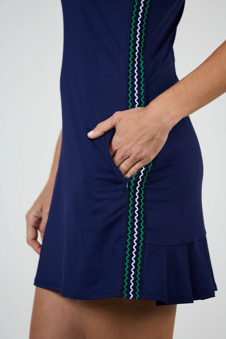 Sofibella Women's Green Spirit Sleeveless Polo Golf Dress - Navy - Skorzie