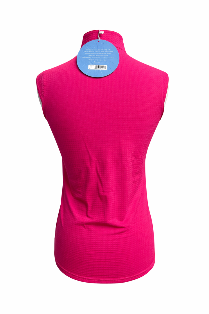SanSoleil 1/4 Zip Sleeveless Solid Mock - Pink - Medium - Skorzie