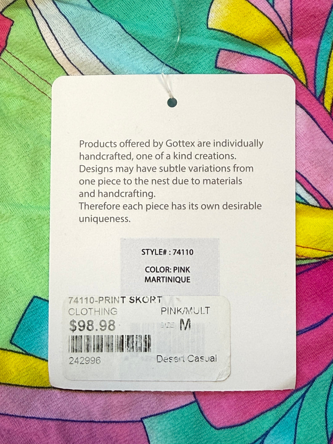 Gottex Pull- on Print Skort (18") - Pink Martinique - Medium