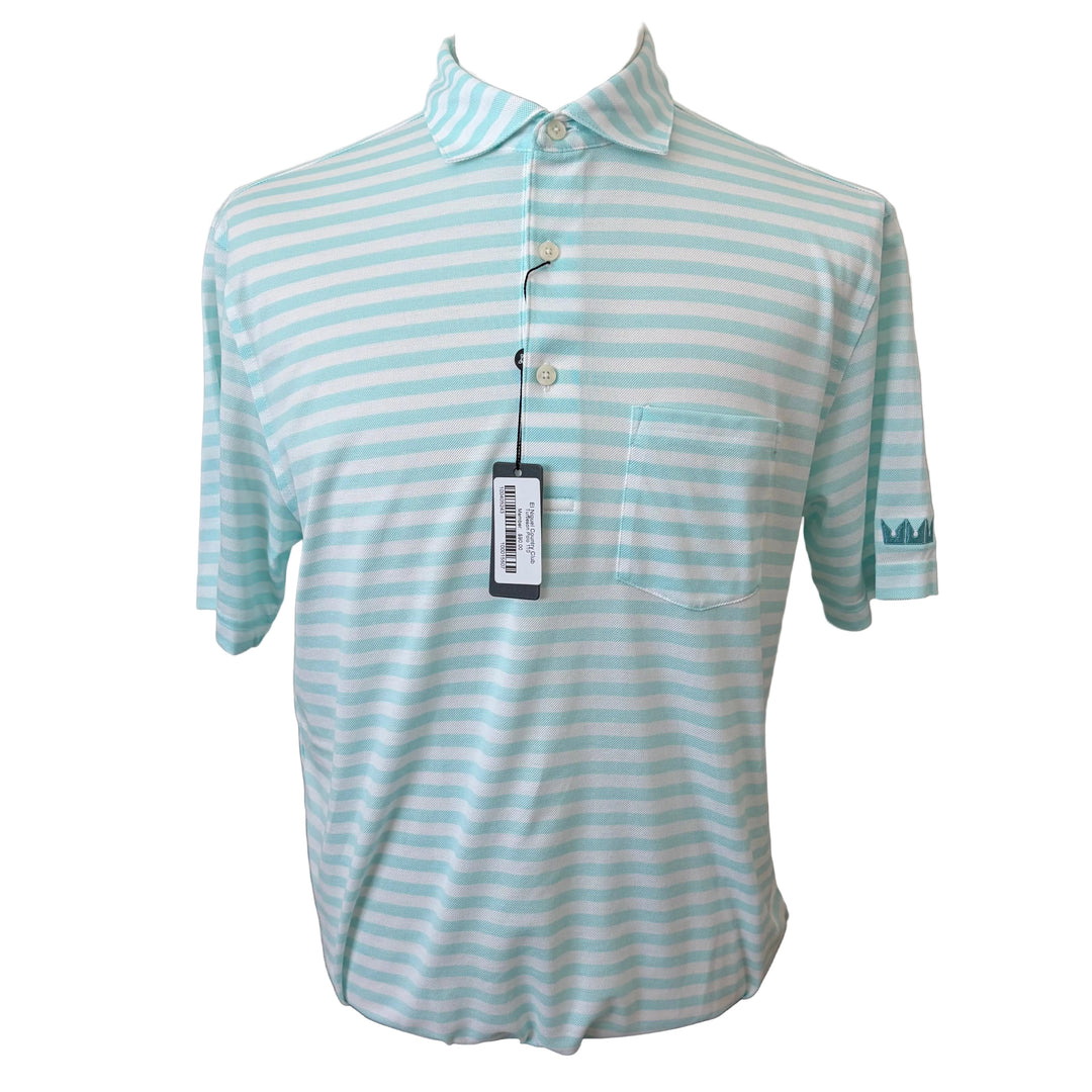 Turtleson Cole Cotton Stripe Performance Polo (w/logo) - Wave - Skorzie