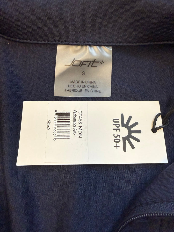 Jofit Short Sleeve Zip Performance Polo (w/ logo) - Navy