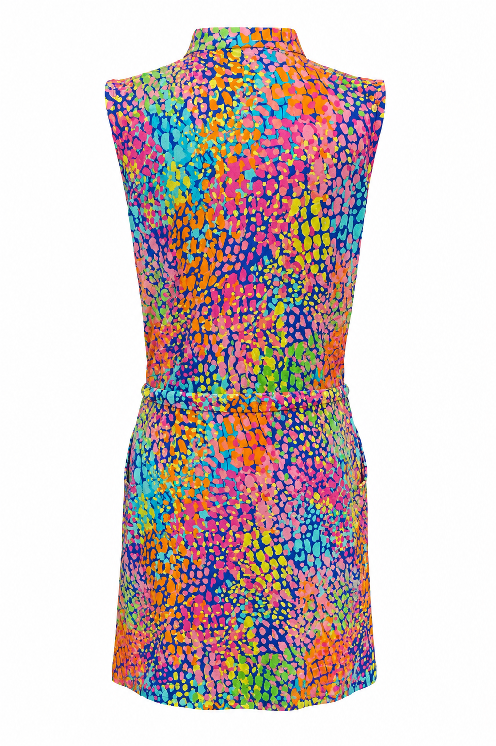IBKUL Camille Sleeveless Drawstring Dress - Blue Multi