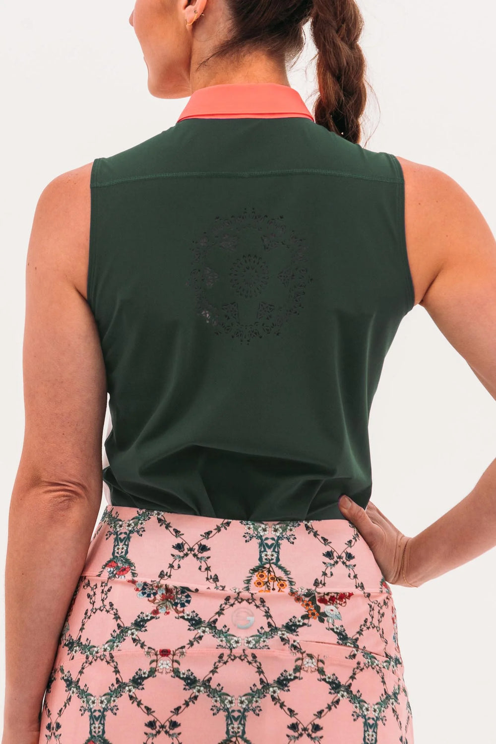 Foray Golf Core 3.0 Novelty Perf Polo - White/Green/Sunkist Coral - Skorzie