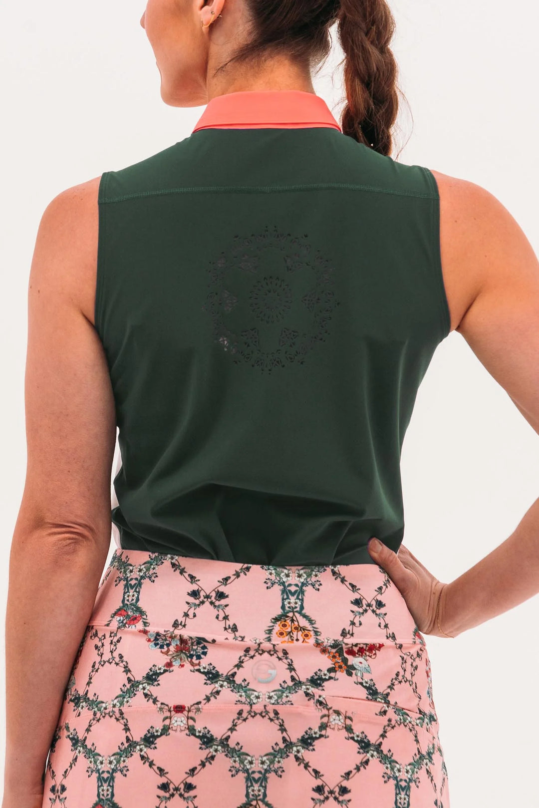 Foray Golf Core 3.0 Novelty Perf Polo - White/Green/Sunkist Coral - Skorzie