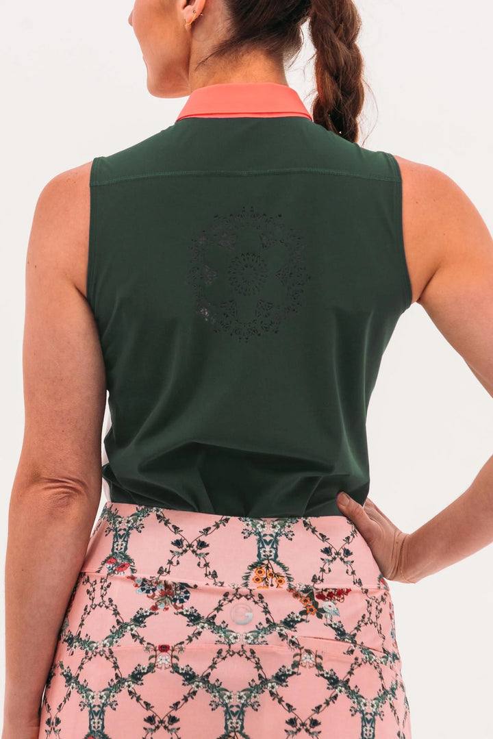 Foray Golf Core 3.0 Novelty Perf Polo - White/Green/Sunkist Coral - Skorzie