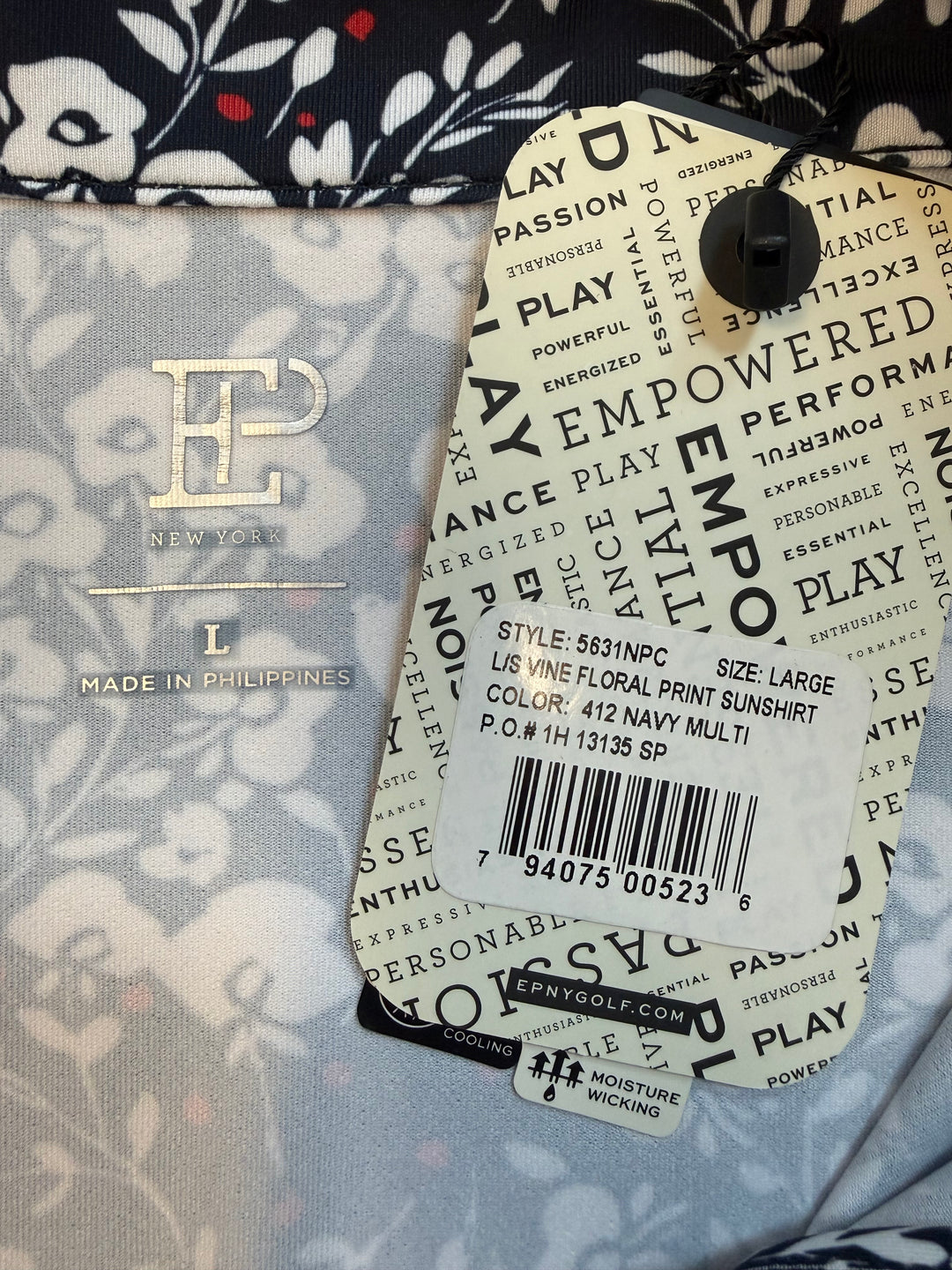 EP NY Long Sleeve Poppy Sunshirt (w/ logo) - Navy Multi - Large