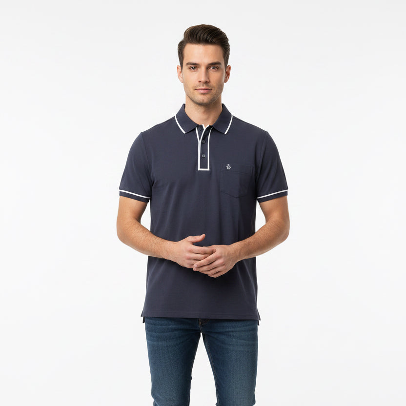 Original Penguin Men's Golf Pocket Polo Technical Earl Caviar Size M