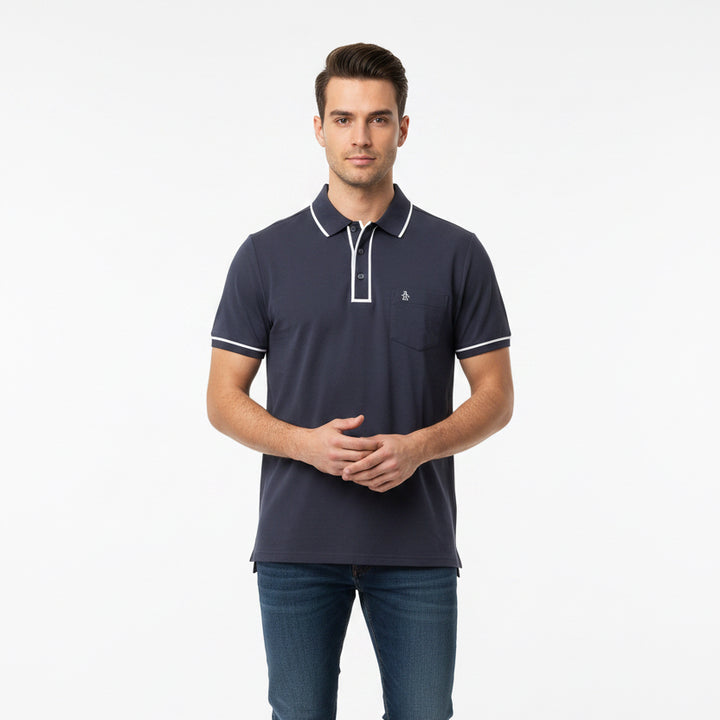 Original Penguin Men's Golf Pocket Polo Technical Earl Caviar Size M